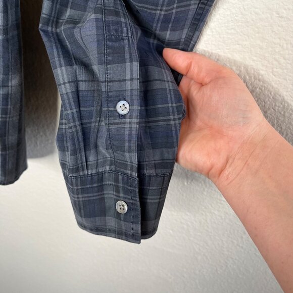 John Varvatos Mens Blue Plaid Long-Sleeve Cotton Button-Up Shirt Size Small - Picture 6 of 12